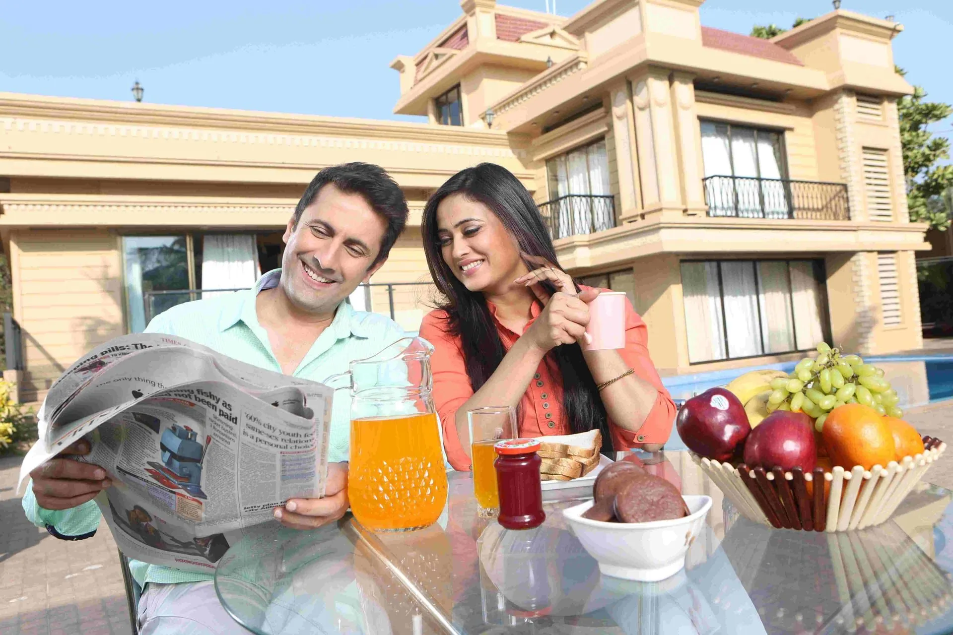 Shweta Tiwari relaxing over breakfast outside a Royal Heritage bungalow, Vasind, near Mumbai