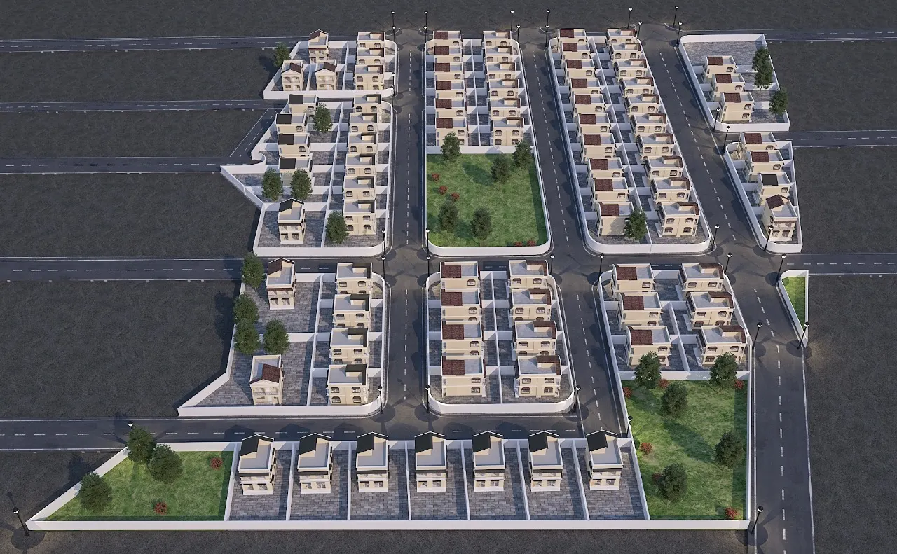 Aerial master plan view of Royal Heritage township, Vasind